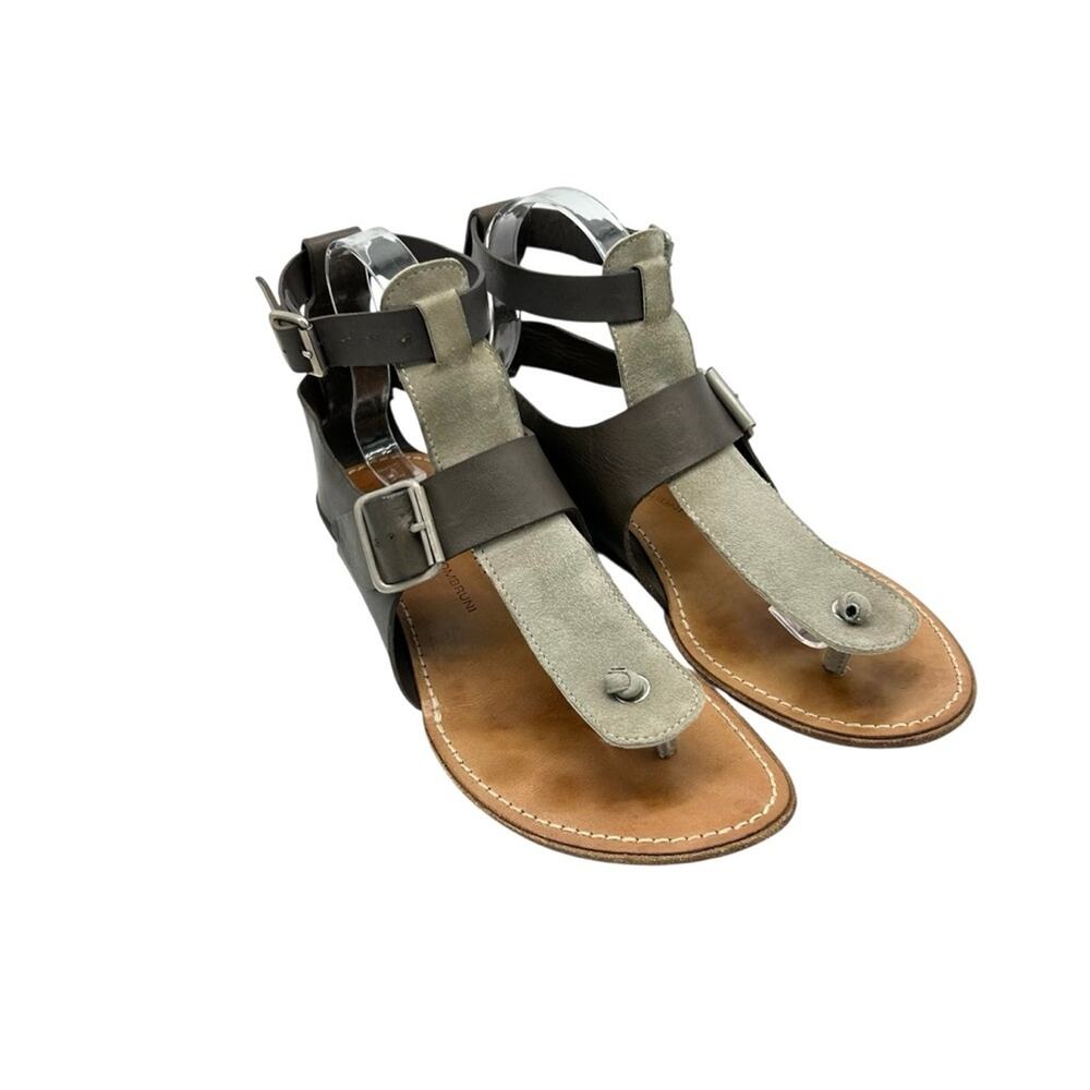Attilio Giusti Leombruni Sandals Velour Stone EU39 = US Size 8.5 Made in Italy - Picture 2 of 12